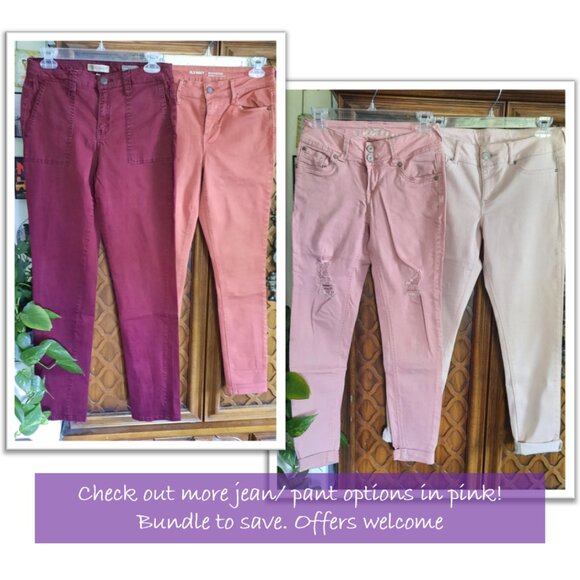 Wallflower Cuffed Ankle Distressed Crop Skinny Jeans - Pink, Size XS - Picture 15 of 16